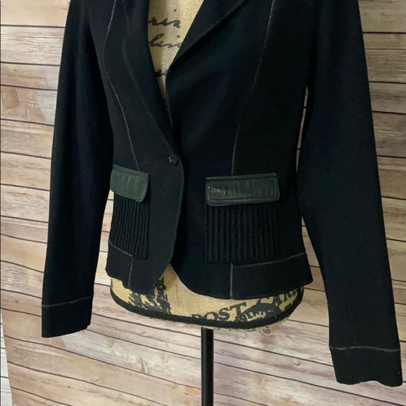 Transit Black Leather Accents Black Jacket 2 - Picture 3 of 6